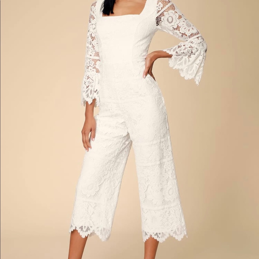 Lulus white lace jumpsuit